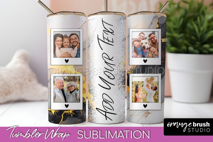 Photo Tumbler Wrap, Marble Family Frame Tumbler Sublimation