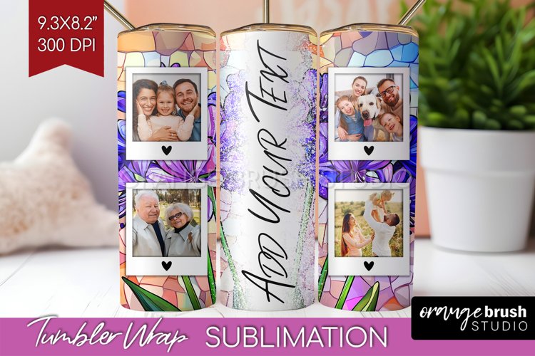 Stained Glass Photo Tumbler PNG - Flowers Picture Tumbler
