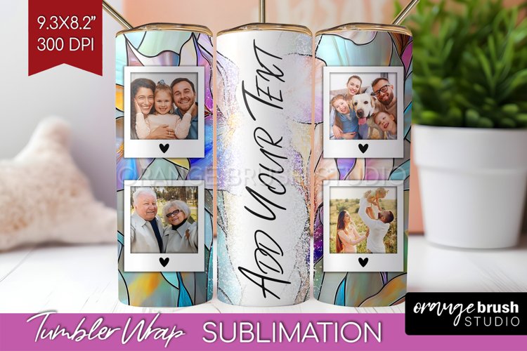 Stained Glass Photo Tumbler PNG - Flowers Picture Tumbler