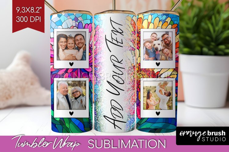Stained Glass Photo Tumbler PNG - Flowers Picture Tumbler