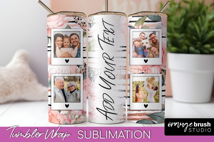 Photo Tumbler Wrap, Floral Picture Frame Tumbler Sublimation example image 1
