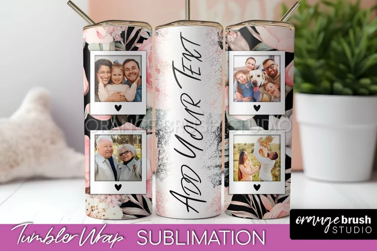 Photo Tumbler Wrap, Floral Picture Frame Tumbler Sublimation