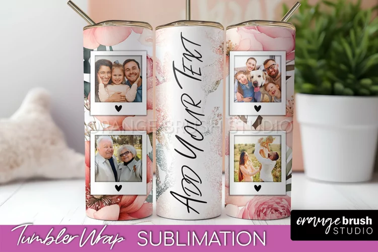 Photo Tumbler Wrap, Floral Picture Frame Tumbler Sublimation