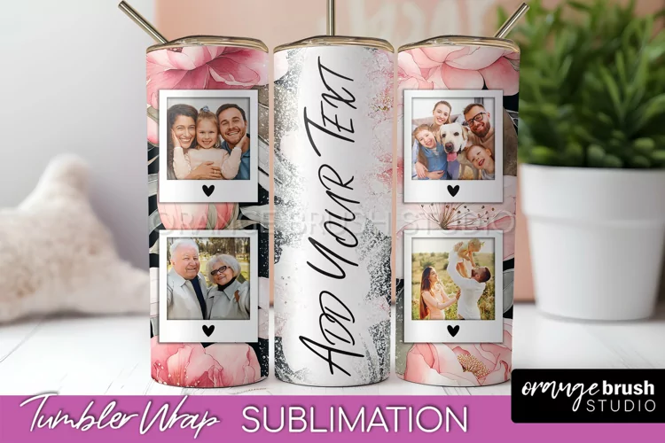Photo Tumbler Wrap, Floral Picture Frame Tumbler Sublimation