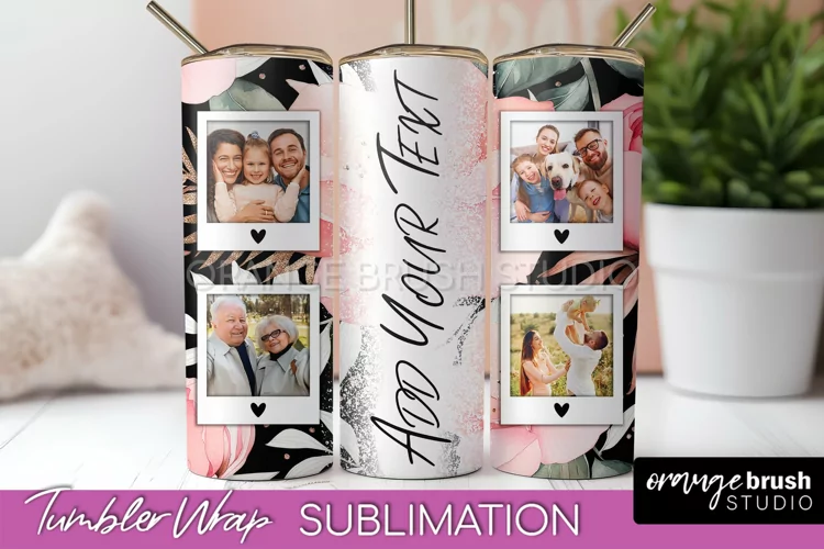 Photo Tumbler Wrap, Floral Picture Frame Tumbler Sublimation