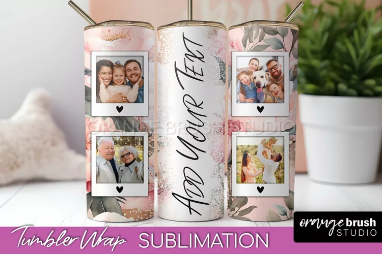 Photo Tumbler Wrap, Floral Picture Frame Tumbler Sublimation