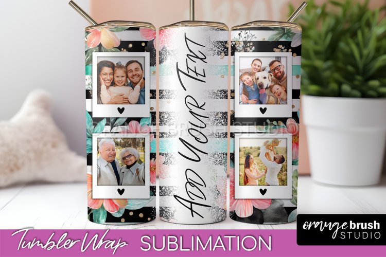 Photo Tumbler Wrap, Floral Picture Frame Tumbler Sublimation