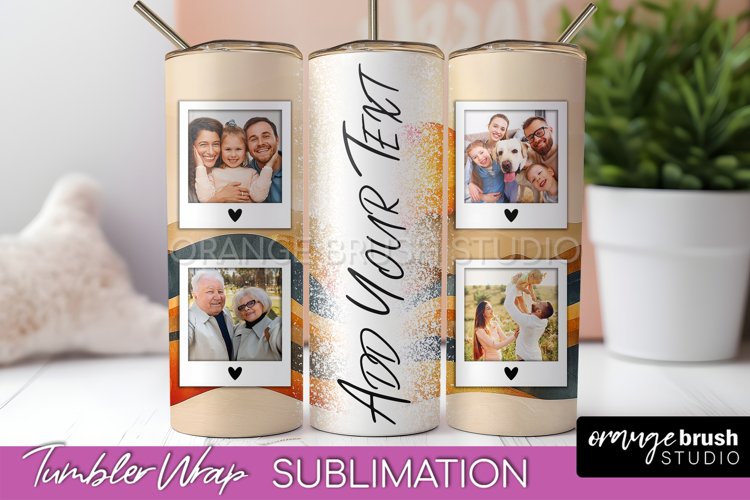 Photo Tumbler Wrap, Boho Family Frame Tumbler Sublimation example image 1