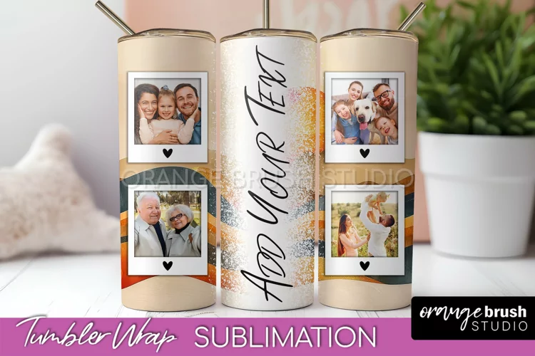 Photo Tumbler Wrap, Boho Family Frame Tumbler Sublimation
