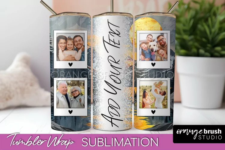 Photo Tumbler Wrap, Boho Family Frame Tumbler Sublimation