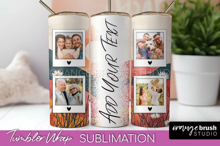 Photo Tumbler Wrap, Boho Family Frame Tumbler Sublimation