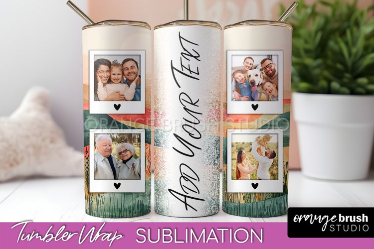 Photo Tumbler Wrap, Boho Family Frame Tumbler Sublimation example image 1