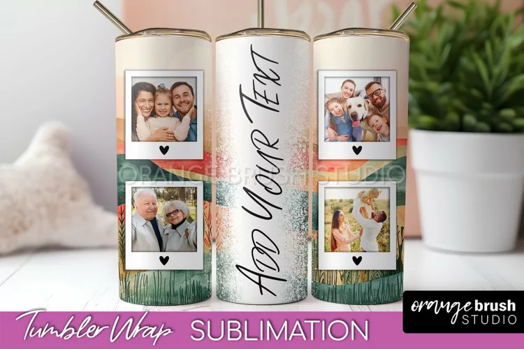 Photo Tumbler Wrap, Boho Family Frame Tumbler Sublimation