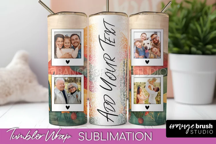 Photo Tumbler Wrap, Boho Family Frame Tumbler Sublimation