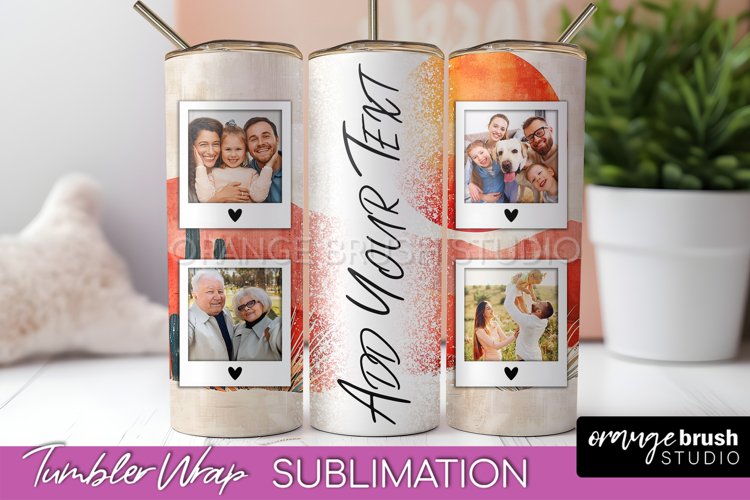 Photo Tumbler Wrap, Boho Family Frame Tumbler Sublimation example image 1