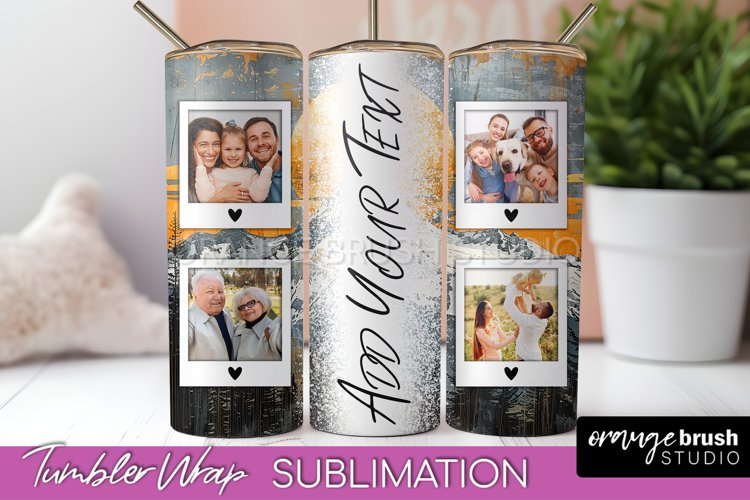 Photo Tumbler Wrap, Boho Family Frame Tumbler Sublimation example image 1