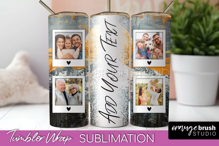 Photo Tumbler Wrap, Boho Family Frame Tumbler Sublimation