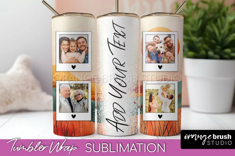 Photo Tumbler Wrap, Boho Family Frame Tumbler Sublimation