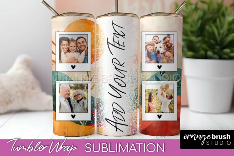 Photo Tumbler Wrap, Boho Family Frame Tumbler Sublimation