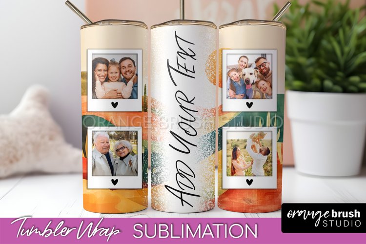 Photo Tumbler Wrap, Boho Family Frame Tumbler Sublimation example image 1