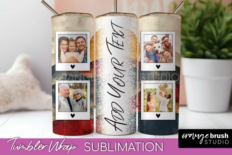 Photo Tumbler Wrap, Boho Family Frame Tumbler Sublimation