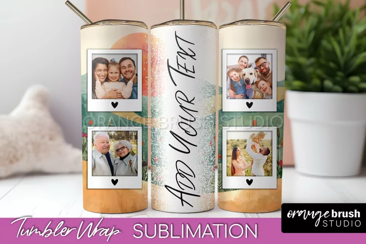 Photo Tumbler Wrap, Boho Family Frame Tumbler Sublimation