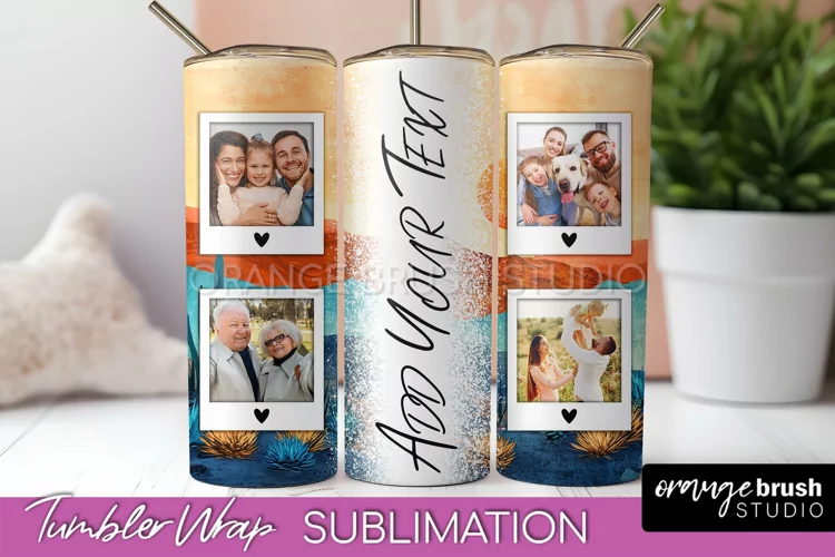 Photo Tumbler Wrap, Boho Family Frame Tumbler Sublimation