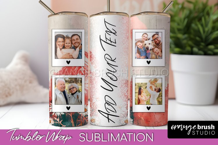 Photo Tumbler Wrap, Boho Family Frame Tumbler Sublimation example image 1