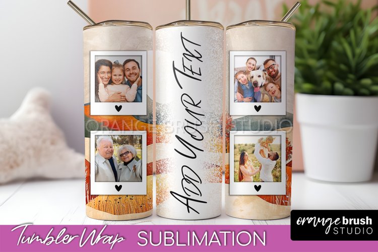 Photo Tumbler Wrap, Boho Family Frame Tumbler Sublimation example image 1