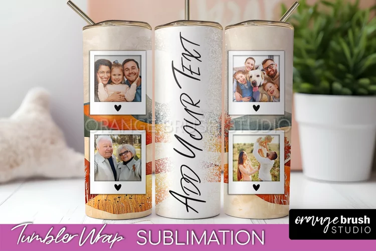 Photo Tumbler Wrap, Boho Family Frame Tumbler Sublimation