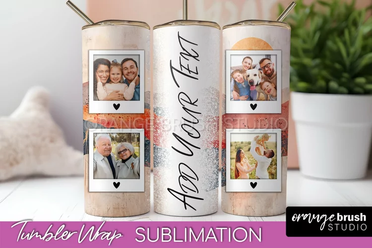 Photo Tumbler Wrap, Boho Family Frame Tumbler Sublimation