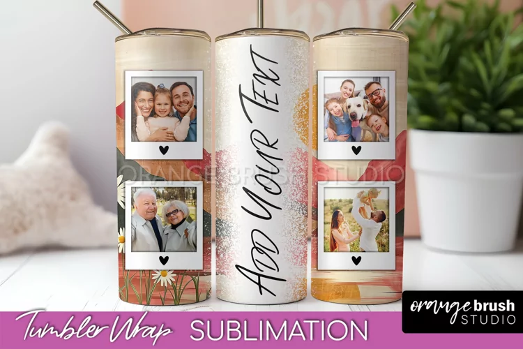 Photo Tumbler Wrap, Boho Family Frame Tumbler Sublimation