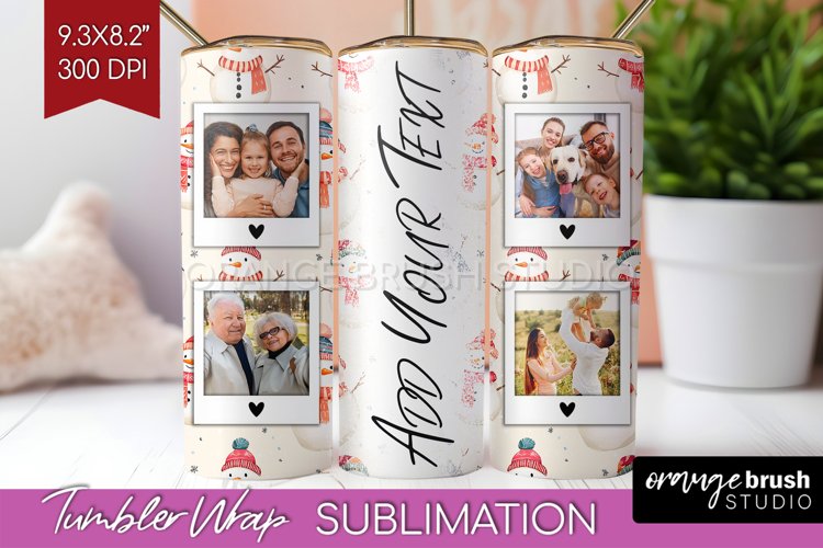 Christmas Photo Tumbler PNG - Snowman Picture Tumbler Wrap