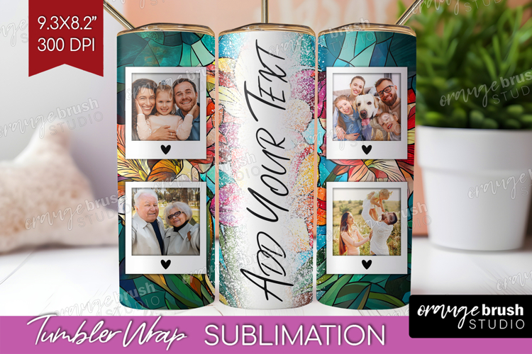 Stained Glass Photo Tumbler PNG - Flowers Picture Tumbler