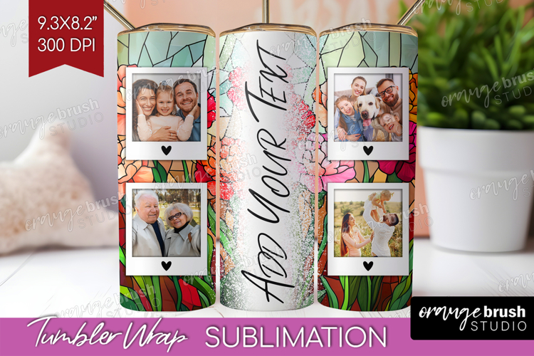 Stained Glass Photo Tumbler PNG - Flowers Picture Tumbler