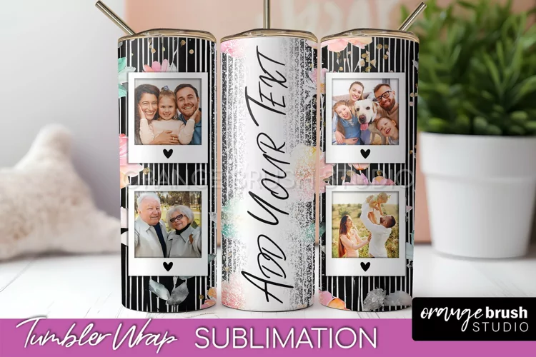Photo Tumbler Wrap, Floral Picture Frame Tumbler Sublimation