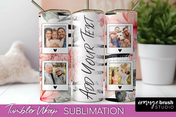 Photo Tumbler Wrap, Floral Picture Frame Tumbler Sublimation