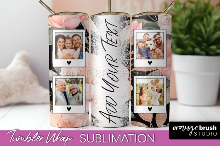 Photo Tumbler Wrap, Floral Picture Frame Tumbler Sublimation