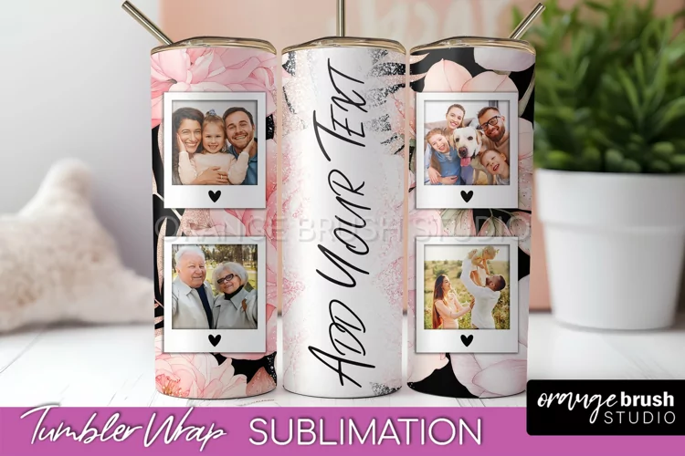 Photo Tumbler Wrap, Floral Picture Frame Tumbler Sublimation