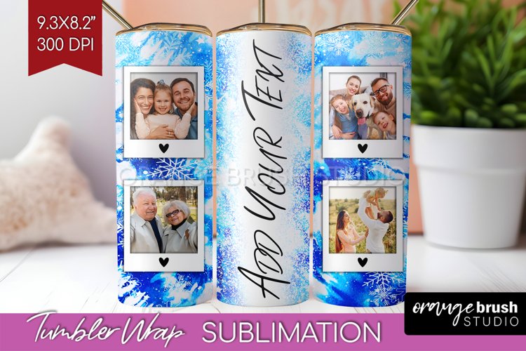Winter Photo Frame Tumbler Wrap - Tie Dye Background