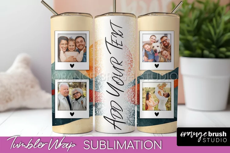 Photo Tumbler Wrap, Boho Family Frame Tumbler Sublimation
