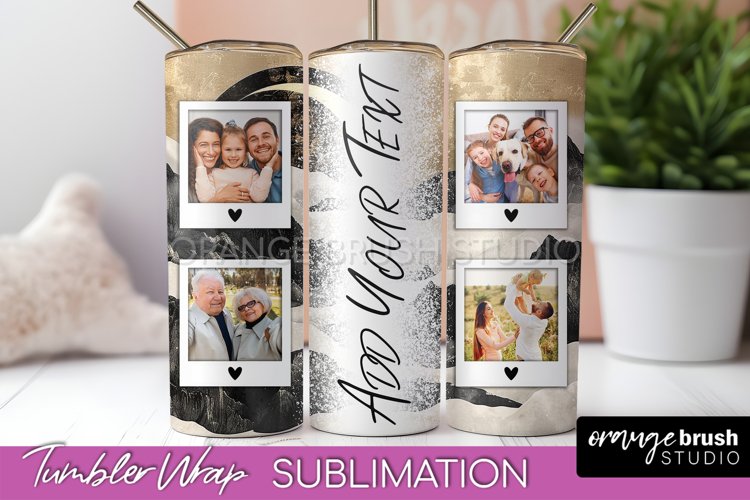 Photo Tumbler Wrap, Boho Family Frame Tumbler Sublimation example image 1
