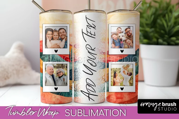 Photo Tumbler Wrap, Boho Family Frame Tumbler Sublimation