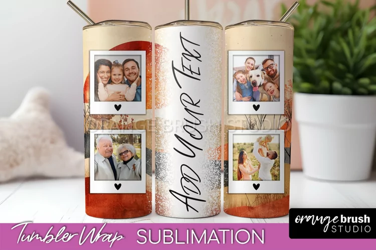 Photo Tumbler Wrap, Boho Family Frame Tumbler Sublimation