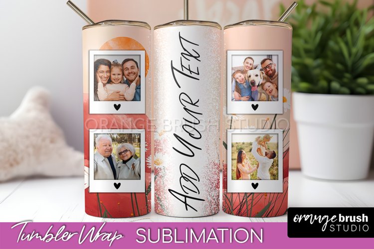 Photo Tumbler Wrap, Boho Family Frame Tumbler Sublimation example image 1