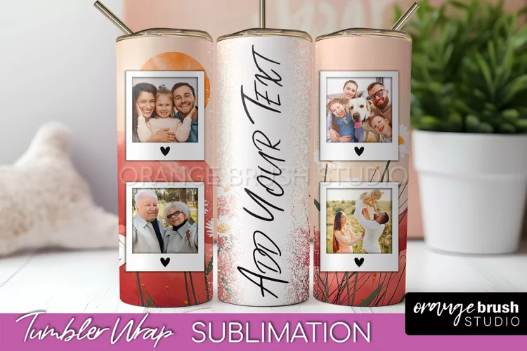 Photo Tumbler Wrap, Boho Family Frame Tumbler Sublimation