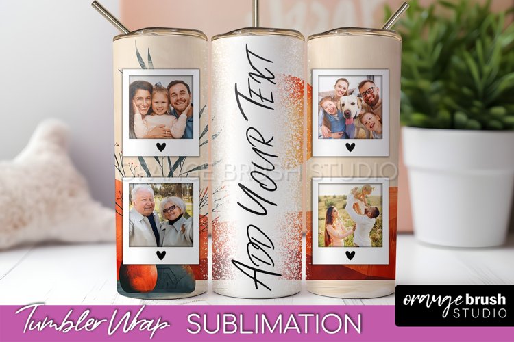Photo Tumbler Wrap, Boho Family Frame Tumbler Sublimation example image 1