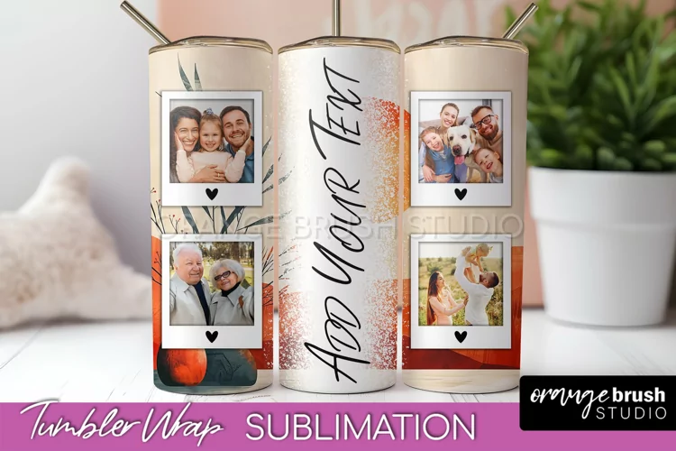 Photo Tumbler Wrap, Boho Family Frame Tumbler Sublimation