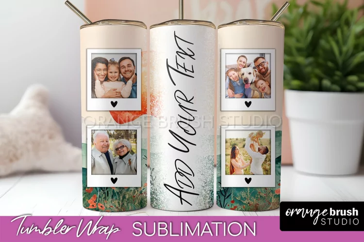 Photo Tumbler Wrap, Boho Family Frame Tumbler Sublimation