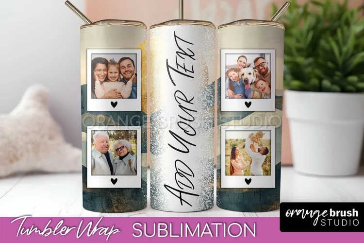Photo Tumbler Wrap, Boho Family Frame Tumbler Sublimation